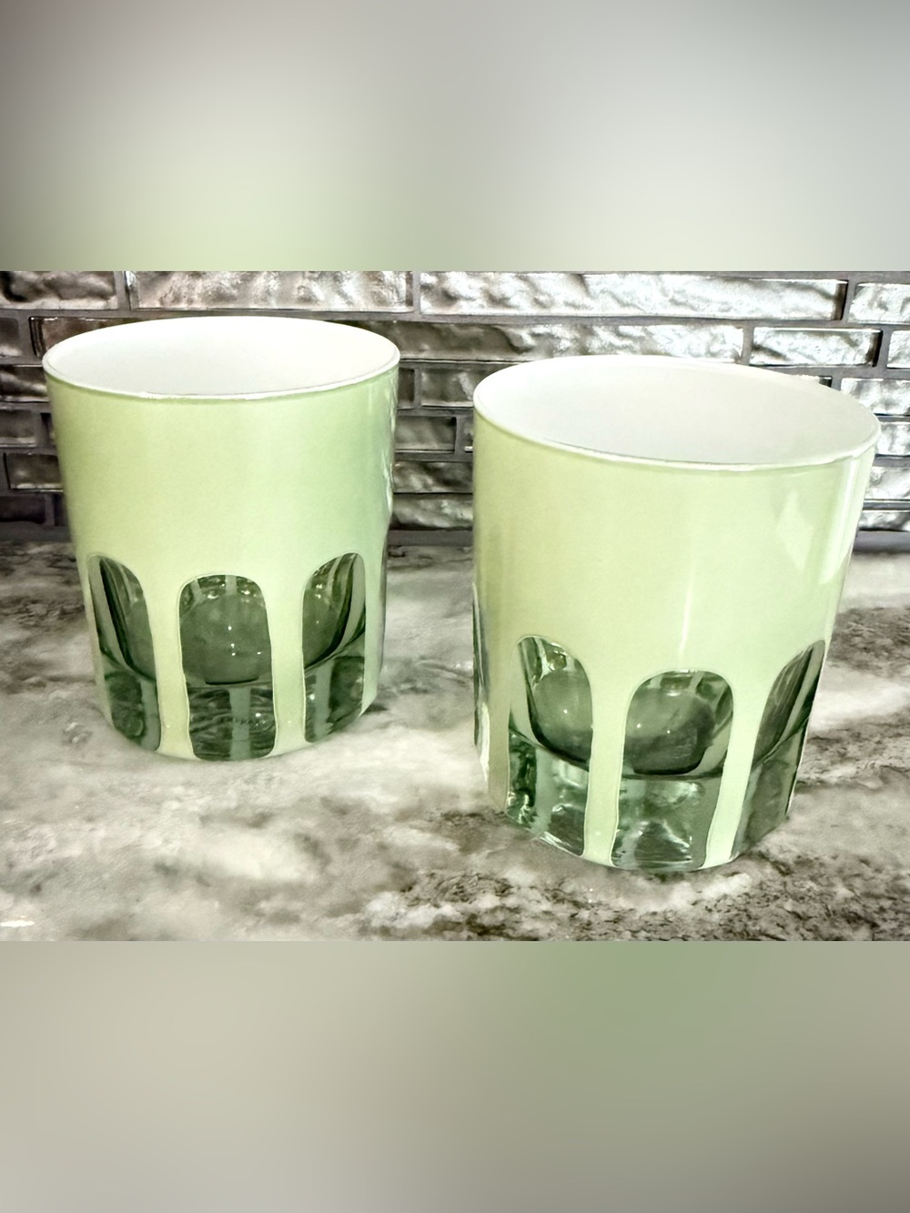 Rialto Pale Sage Old Fashioned Glass Hand-Crafted Tumblers Set of 2
